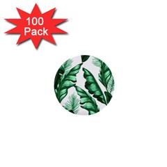 Banana Leaves And Fruit Isolated With Four Pattern 1  Mini Buttons (100 Pack)  by Celenk