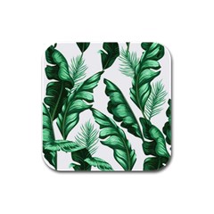 Banana Leaves And Fruit Isolated With Four Pattern Rubber Square Coaster (4 Pack)  by Celenk