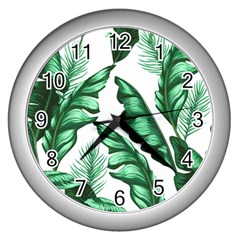 Banana Leaves And Fruit Isolated With Four Pattern Wall Clocks (silver)  by Celenk