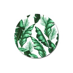 Banana Leaves And Fruit Isolated With Four Pattern Magnet 3  (round) by Celenk