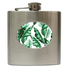 Banana Leaves And Fruit Isolated With Four Pattern Hip Flask (6 Oz) by Celenk