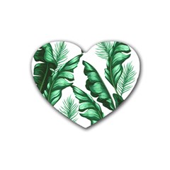 Banana Leaves And Fruit Isolated With Four Pattern Rubber Coaster (heart)  by Celenk