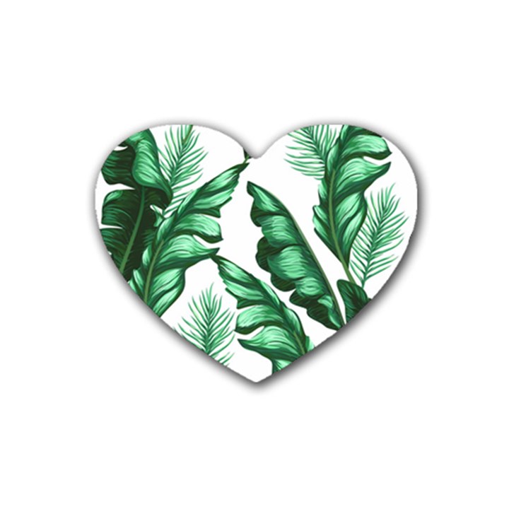 Banana Leaves And Fruit Isolated With Four Pattern Rubber Coaster (Heart) 