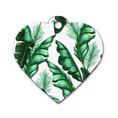 Banana Leaves And Fruit Isolated With Four Pattern Dog Tag Heart (one Side) by Celenk