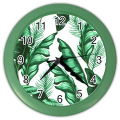 Banana Leaves And Fruit Isolated With Four Pattern Color Wall Clocks by Celenk