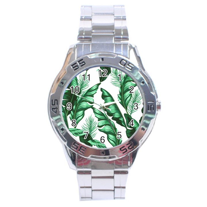 Banana Leaves And Fruit Isolated With Four Pattern Stainless Steel Analogue Watch