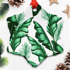 Banana Leaves And Fruit Isolated With Four Pattern Snowflake Ornament (two Sides) by Celenk