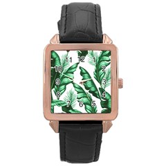 Banana Leaves And Fruit Isolated With Four Pattern Rose Gold Leather Watch  by Celenk