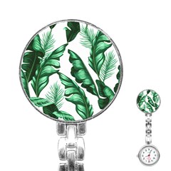 Banana Leaves And Fruit Isolated With Four Pattern Stainless Steel Nurses Watch by Celenk