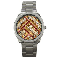 Ethnic Pattern Styles Art Backgrounds Vector Sport Metal Watch by Celenk