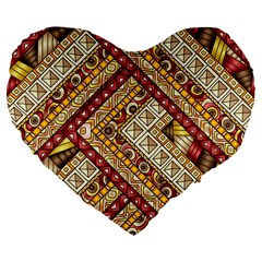 Ethnic Pattern Styles Art Backgrounds Vector Large 19  Premium Flano Heart Shape Cushions