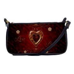 Wonderful Hearts With Floral Elemetns, Gold, Red Shoulder Clutch Bags by FantasyWorld7