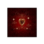 Wonderful Hearts With Floral Elemetns, Gold, Red Satin Bandana Scarf Front