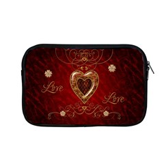 Wonderful Hearts With Floral Elemetns, Gold, Red Apple Macbook Pro 13  Zipper Case by FantasyWorld7