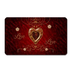 Wonderful Hearts With Floral Elemetns, Gold, Red Magnet (rectangular) by FantasyWorld7