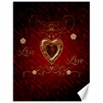 Wonderful Hearts With Floral Elemetns, Gold, Red Canvas 12  x 16   11.86 x15.41  Canvas - 1