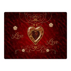 Wonderful Hearts With Floral Elemetns, Gold, Red Double Sided Flano Blanket (mini)  by FantasyWorld7