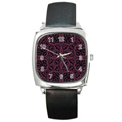 Modern Ornate Pattern Square Metal Watch