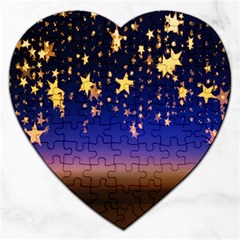 Christmas Background Star Curtain Jigsaw Puzzle (heart) by Celenk