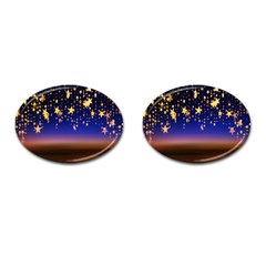 Christmas Background Star Curtain Cufflinks (oval) by Celenk