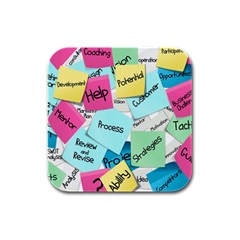 Stickies Post It List Business Rubber Square Coaster (4 Pack)  by Celenk