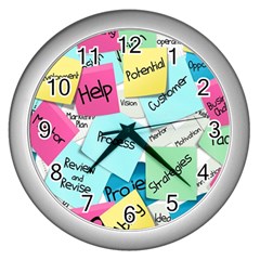 Stickies Post It List Business Wall Clocks (silver)  by Celenk