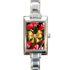 Christmas Star Winter Celebration Rectangle Italian Charm Watch by Celenk