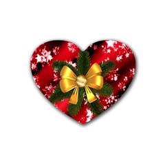 Christmas Star Winter Celebration Rubber Coaster (heart)  by Celenk