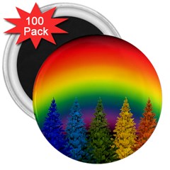 Christmas Colorful Rainbow Colors 3  Magnets (100 Pack) by Celenk