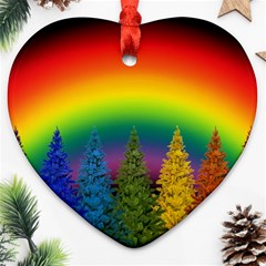 Christmas Colorful Rainbow Colors Heart Ornament (two Sides) by Celenk