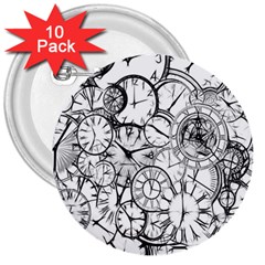 Time Clock Watches Time Of 3  Buttons (10 Pack) 