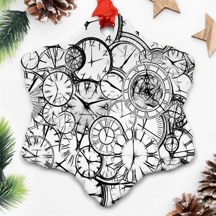 Time Clock Watches Time Of Snowflake Ornament (Two Sides)