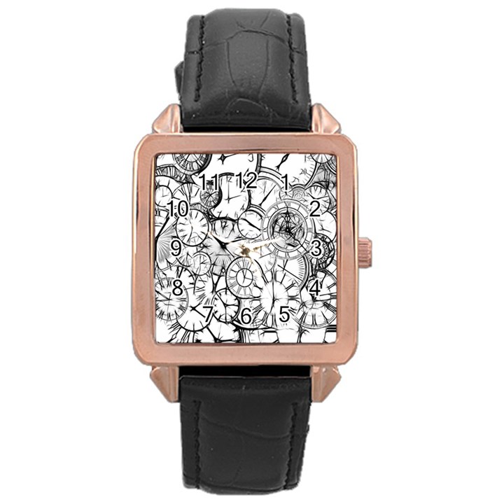 Time Clock Watches Time Of Rose Gold Leather Watch 