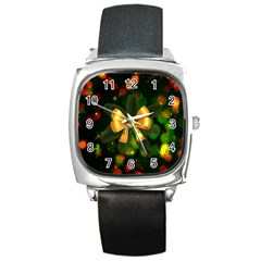 Christmas Celebration Tannenzweig Square Metal Watch by Celenk