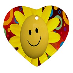 Sun Laugh Rays Luck Happy Ornament (heart) by Celenk