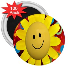 Sun Laugh Rays Luck Happy 3  Magnets (100 Pack) by Celenk