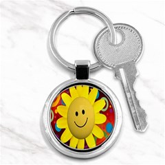 Sun Laugh Rays Luck Happy Key Chains (round)  by Celenk