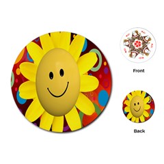 Sun Laugh Rays Luck Happy Playing Cards (round)  by Celenk