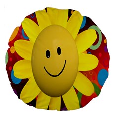 Sun Laugh Rays Luck Happy Large 18  Premium Round Cushions by Celenk