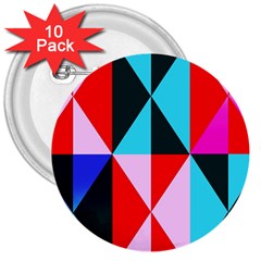 Geometric Pattern 3  Buttons (10 Pack) 