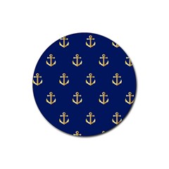 Gold Anchors Background Rubber Round Coaster (4 Pack)  by Celenk