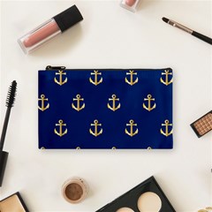 Gold Anchors Background Cosmetic Bag (small)  by Celenk