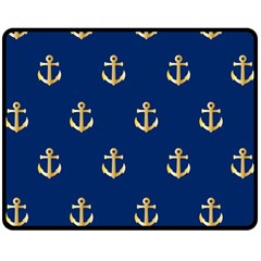 Gold Anchors Background Double Sided Fleece Blanket (medium)  by Celenk