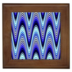 Waves Wavy Blue Pale Cobalt Navy Framed Tiles by Celenk