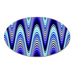 Waves Wavy Blue Pale Cobalt Navy Oval Magnet by Celenk