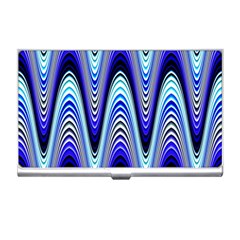 Waves Wavy Blue Pale Cobalt Navy Business Card Holders by Celenk