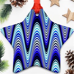 Waves Wavy Blue Pale Cobalt Navy Star Ornament (two Sides) by Celenk