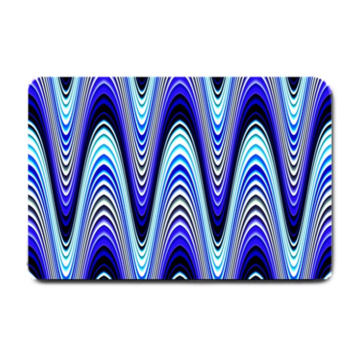 Waves Wavy Blue Pale Cobalt Navy Small Doormat 