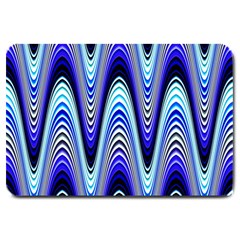 Waves Wavy Blue Pale Cobalt Navy Large Doormat  by Celenk