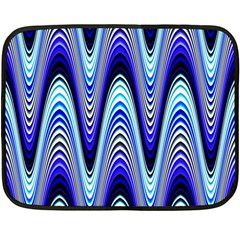 Waves Wavy Blue Pale Cobalt Navy Fleece Blanket (mini) by Celenk